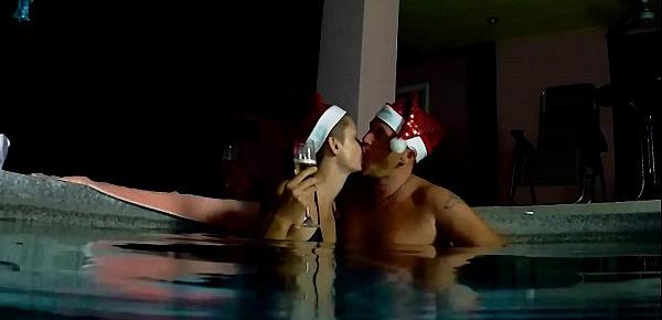  Step father fuck girl teen in the pool after a Christmas party